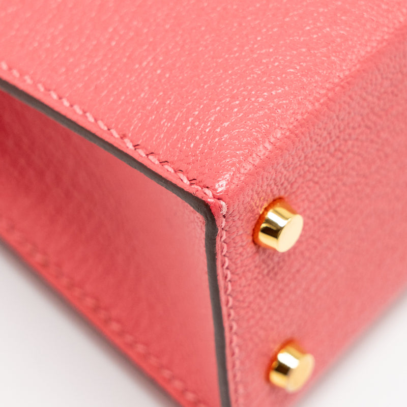 Hermes Mini Kelly II Chèvre Mysore Rose Azalee GHW Stamp Y