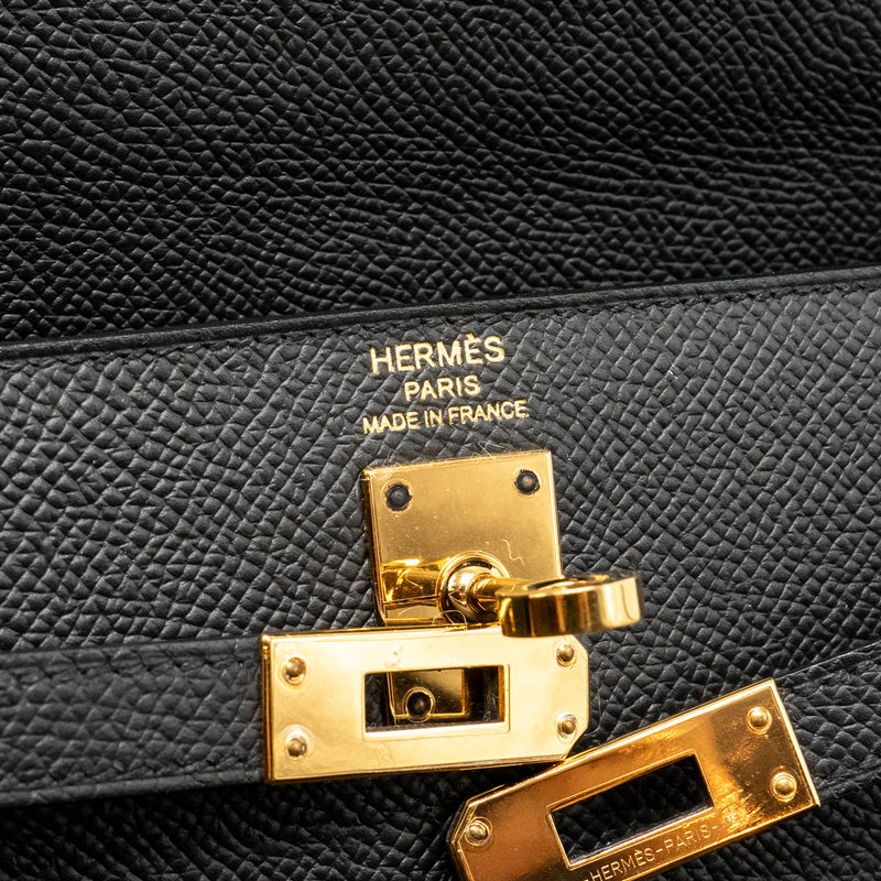 Hermes kelly 25 Epsom Black GHW stamp U