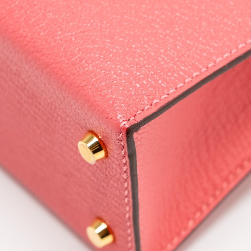 Hermes Mini Kelly II Chèvre Mysore Rose Azalee GHW Stamp Y