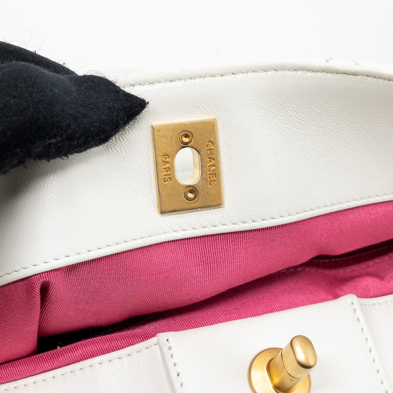 Chanel Round Handle Bucket Backpack Lambskin White GHW