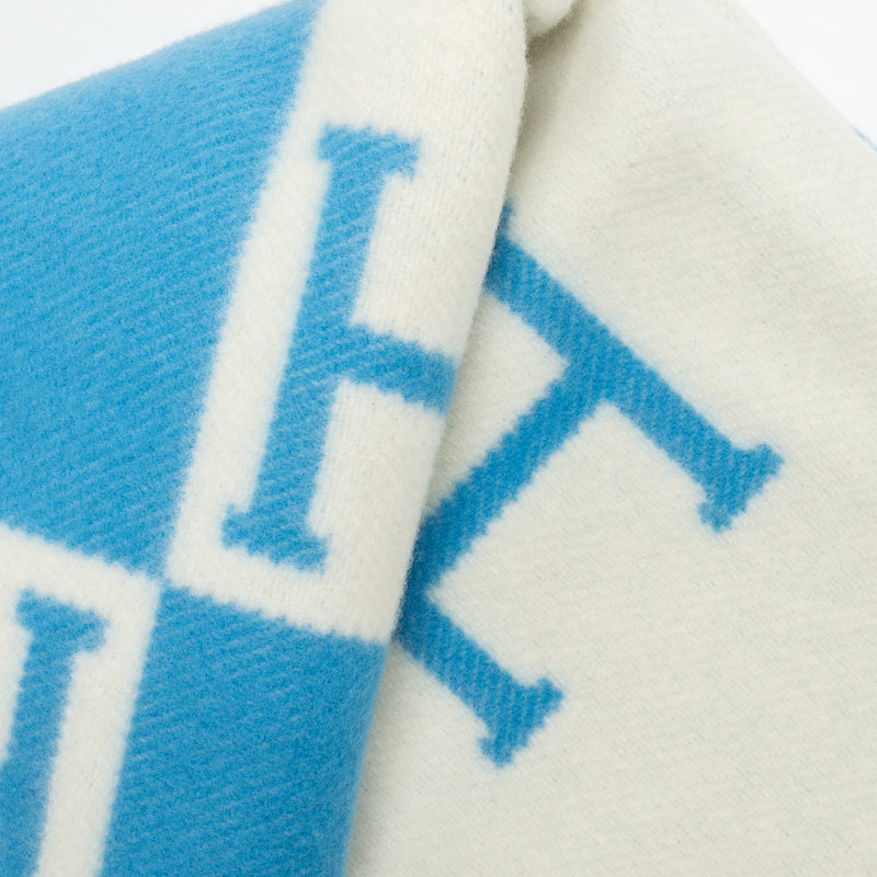 Hermes Avalon Baby Blanket Bleu Genievre / Blanc