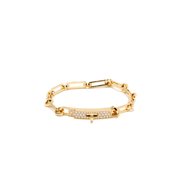 Hermes size 15 kelly chaine bracelet small model yellow gold, diamonds