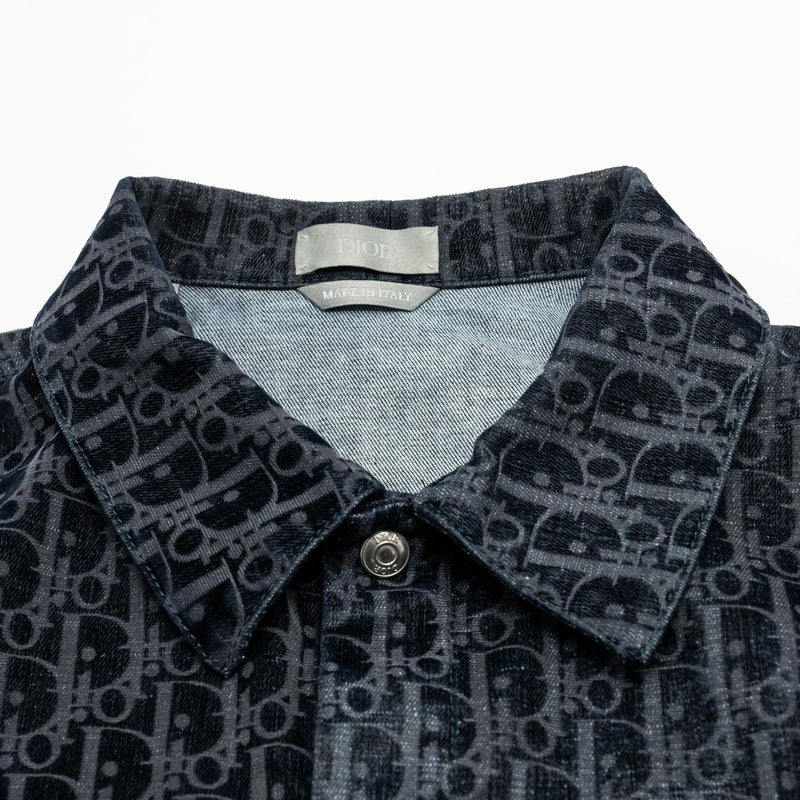 Dior Size 48 Oblique Jacquard Jacket Velvet/Denim Navy