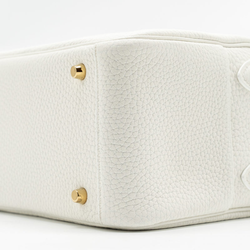 Hermes Mini Lindy Clemence New White GHW STAMP B