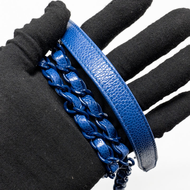 Chanel Incognito Mini Square Flap Bag Caviar Blue with blue hardware