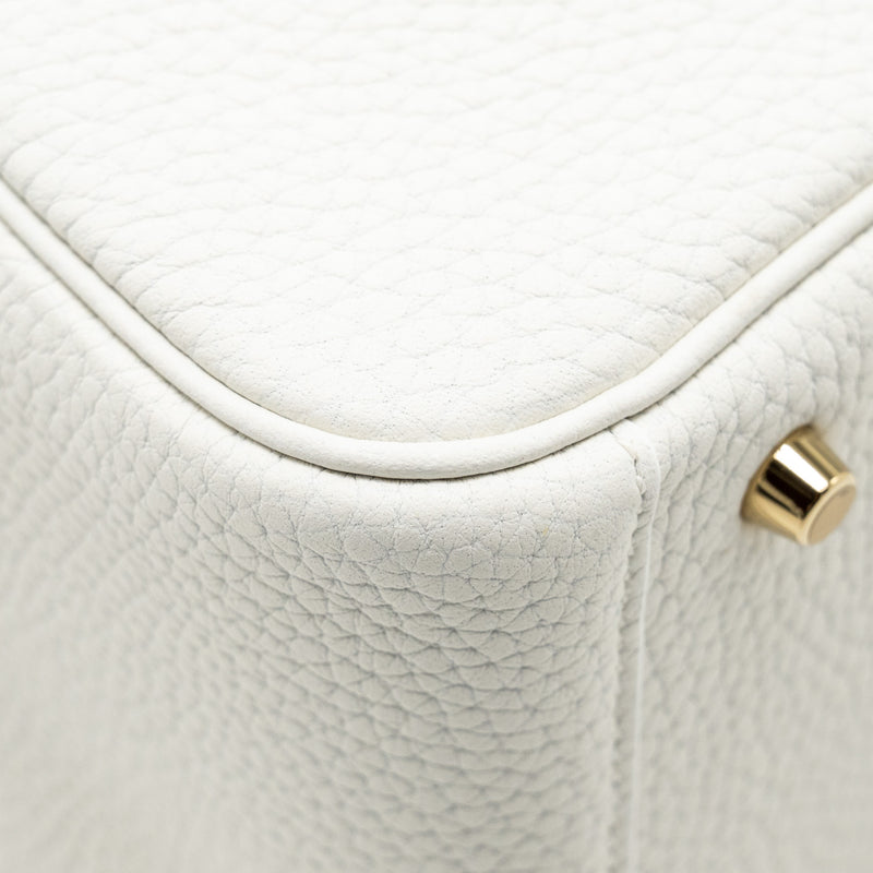 Hermes Mini Lindy Clemence New White GHW STAMP B