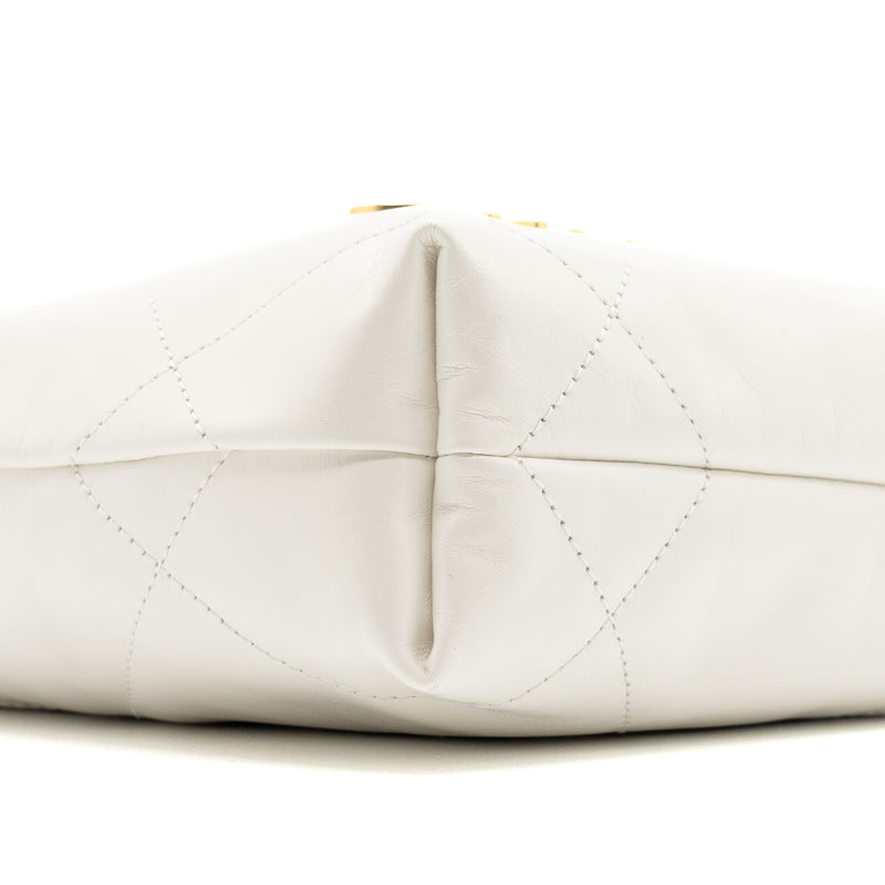 Chanel Mini 22 bag shiny calfskin white GHW (microchip)