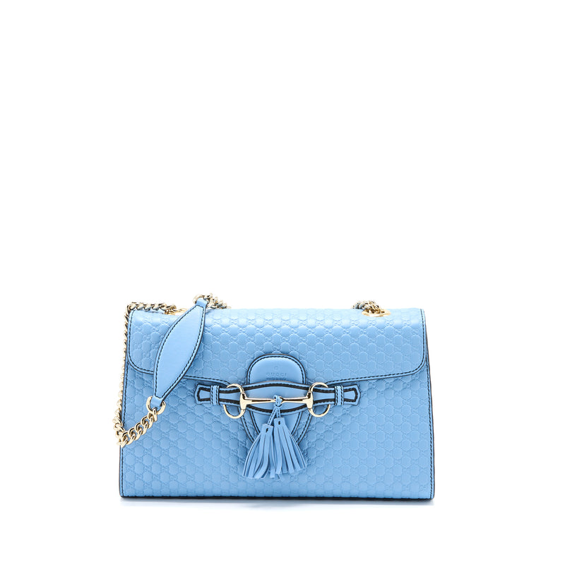 Gucci Emily Chain Shoulder Bag Calfskin Light Blue SHW