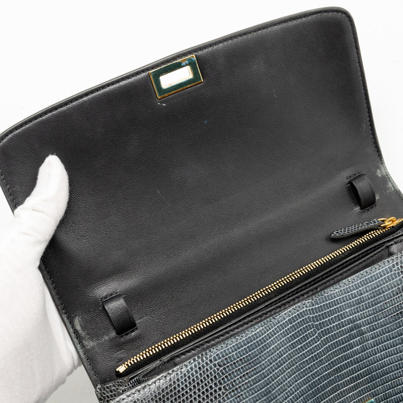 Celine Medium Box Bag Lizard Grey GHW