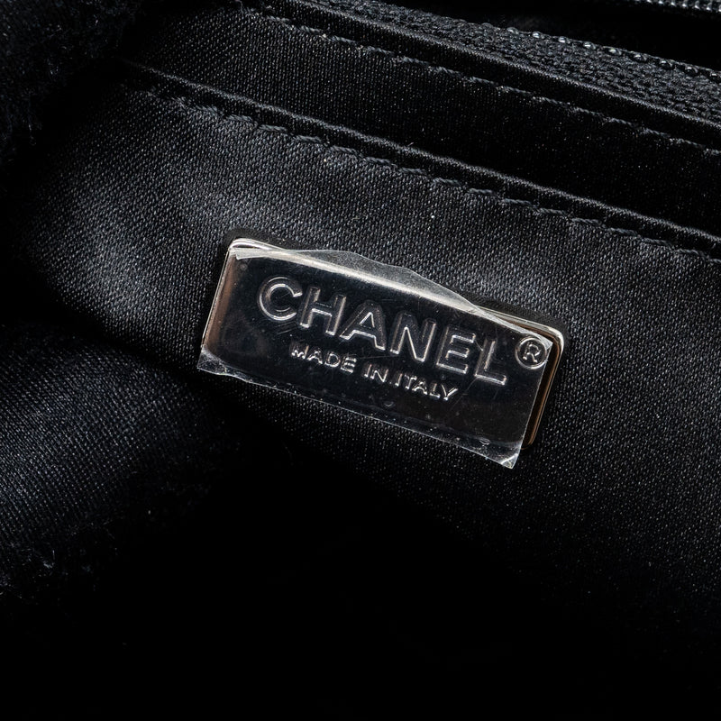 Chanel 21P Limited Edition Flap Bag Sequins/ Satin Black/ White SHW