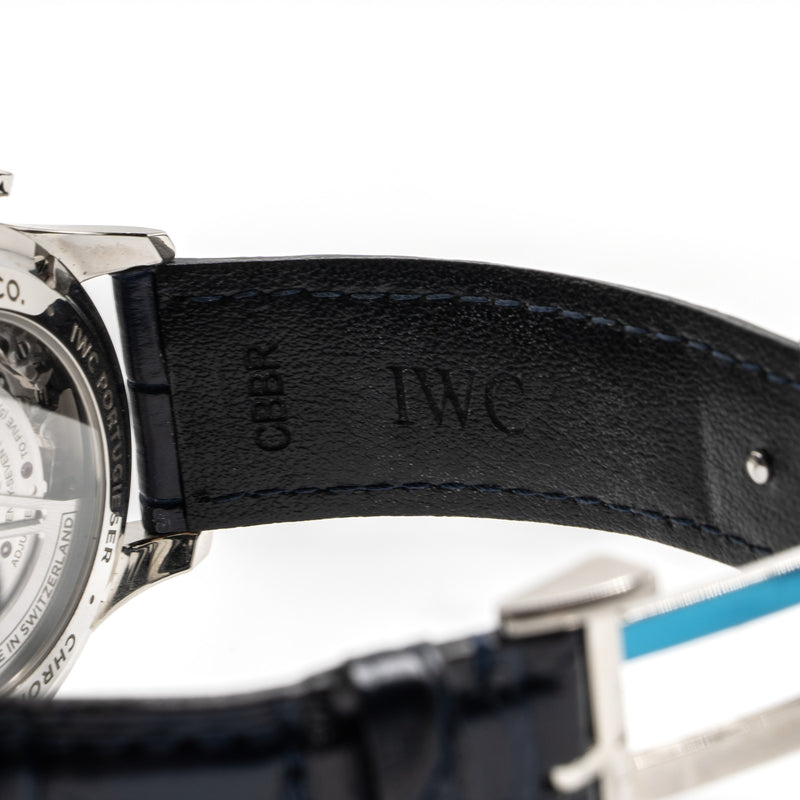 IWC 41MM Portugieser Chronograoh Stainless Steel with Blue Alligator Strap IW371605