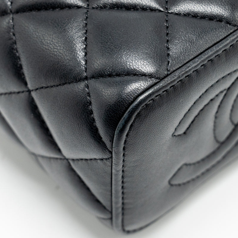 Chanel Top Handle Mini Vanity Case with Chain Lambskin Black GHW (Microchip)