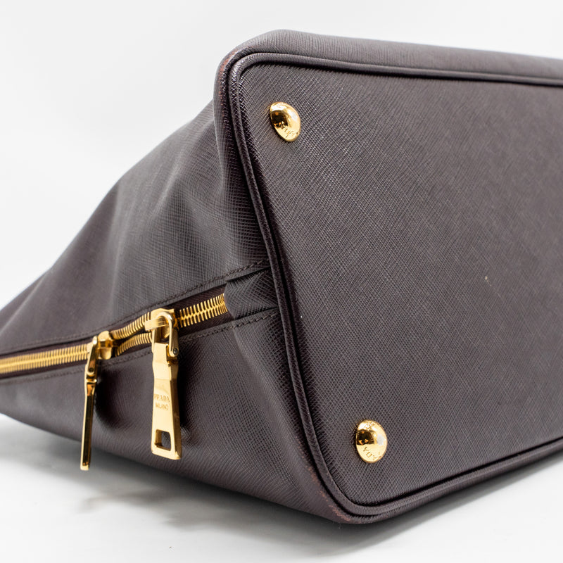 Prada Saffiano Vernice Promenade Large Dome Tote Bag Leather Mogano GHW