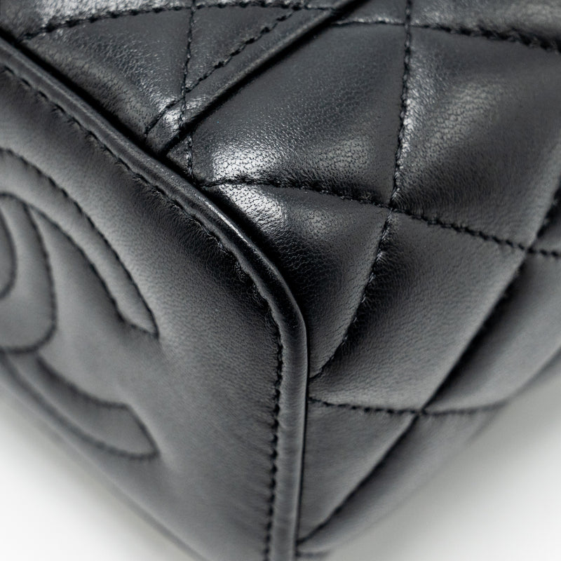 Chanel Top Handle Mini Vanity Case with Chain Lambskin Black GHW (Microchip)