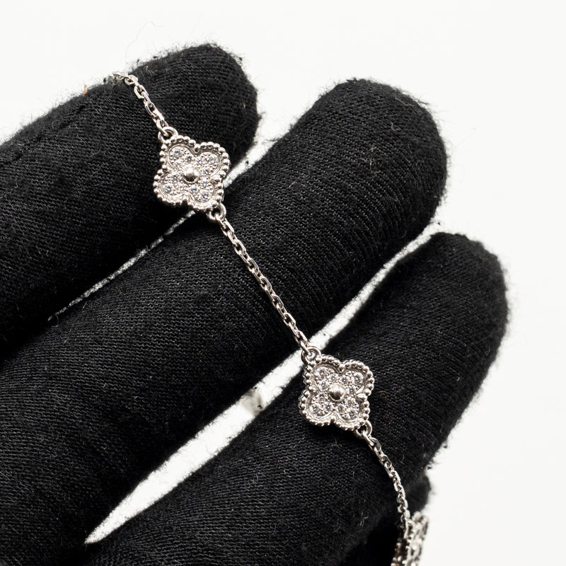 Van Cleef and Arpels Sweet Alhambra Bracelet, 6 Motifs 18K White Gold / Diamonds