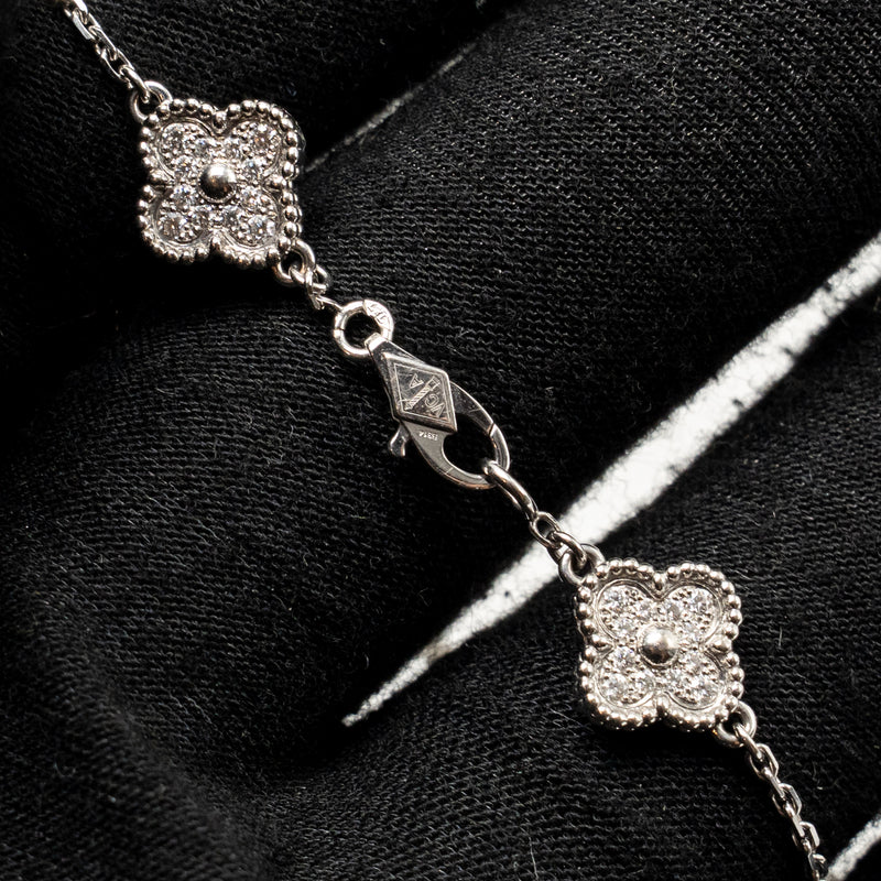 Van Cleef and Arpels Sweet Alhambra Bracelet, 6 Motifs 18K White Gold / Diamonds