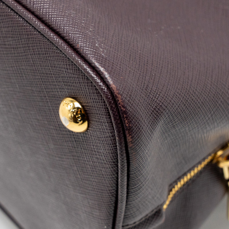 Prada Saffiano Vernice Promenade Large Dome Tote Bag Leather Mogano GHW