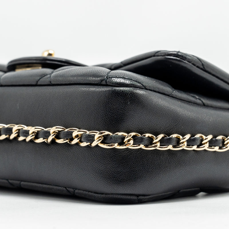 Chanel Pearl Chain Quilted Flap Bag Lambskin Black GHW