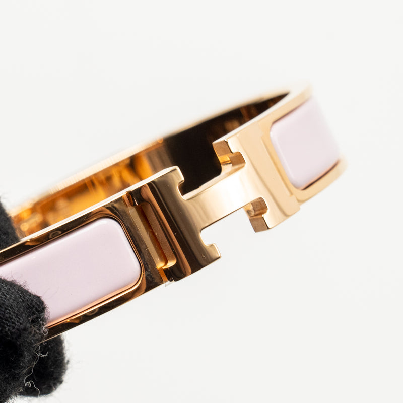 Hermes Size PM Clic H Bracelet Rose Dragee RGHW