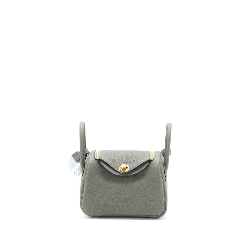 Hermes Mini Lindy Clemence 0L Gris Meyer GHW Stamp B