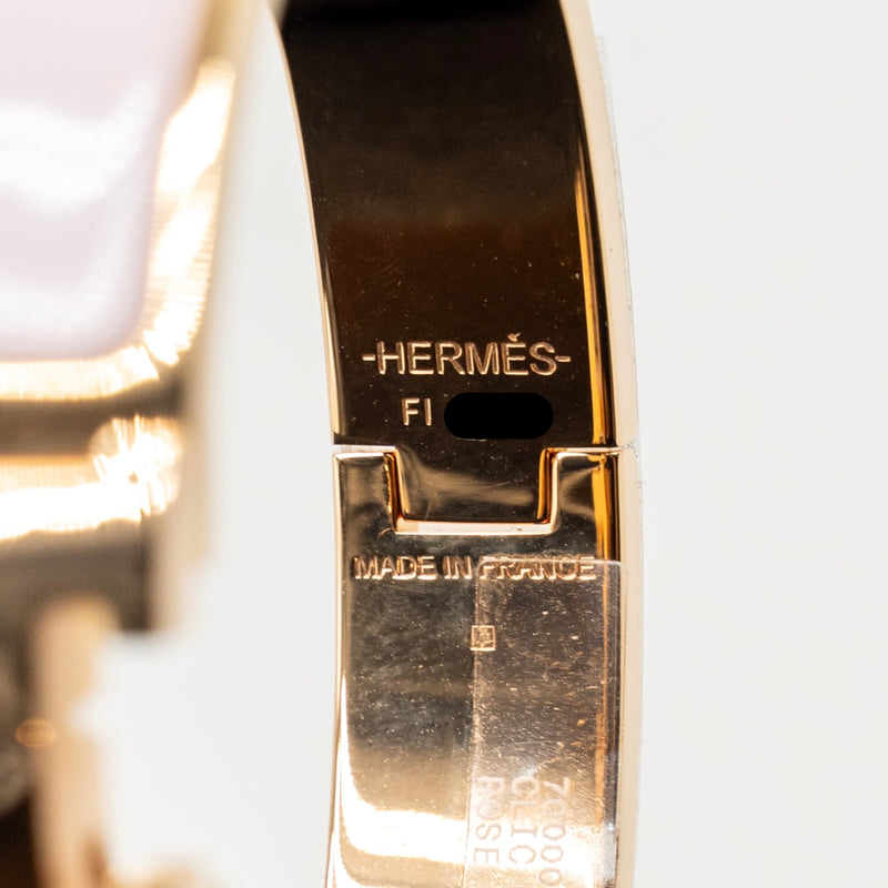Hermes Size PM Clic H Bracelet Rose Dragee RGHW