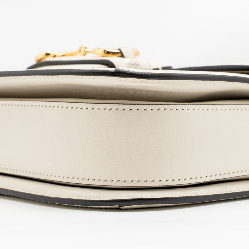 GUCCI Horsebit 1955 Shoulder Bag GG Supreme Canvas/Leather Beige/White GHW