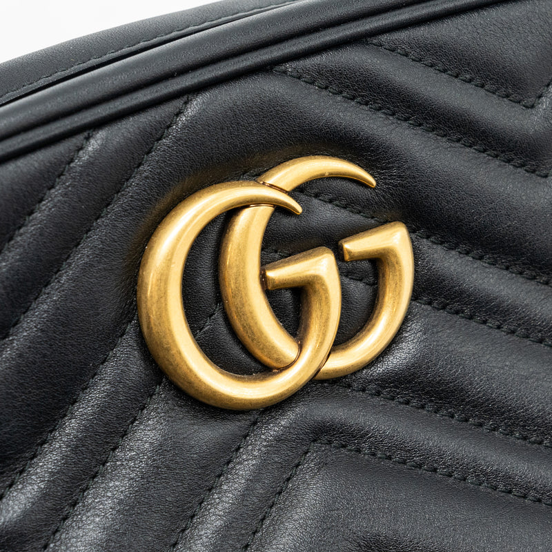 Gucci GG marmont matelasse camera shoulder bag leather black GHW