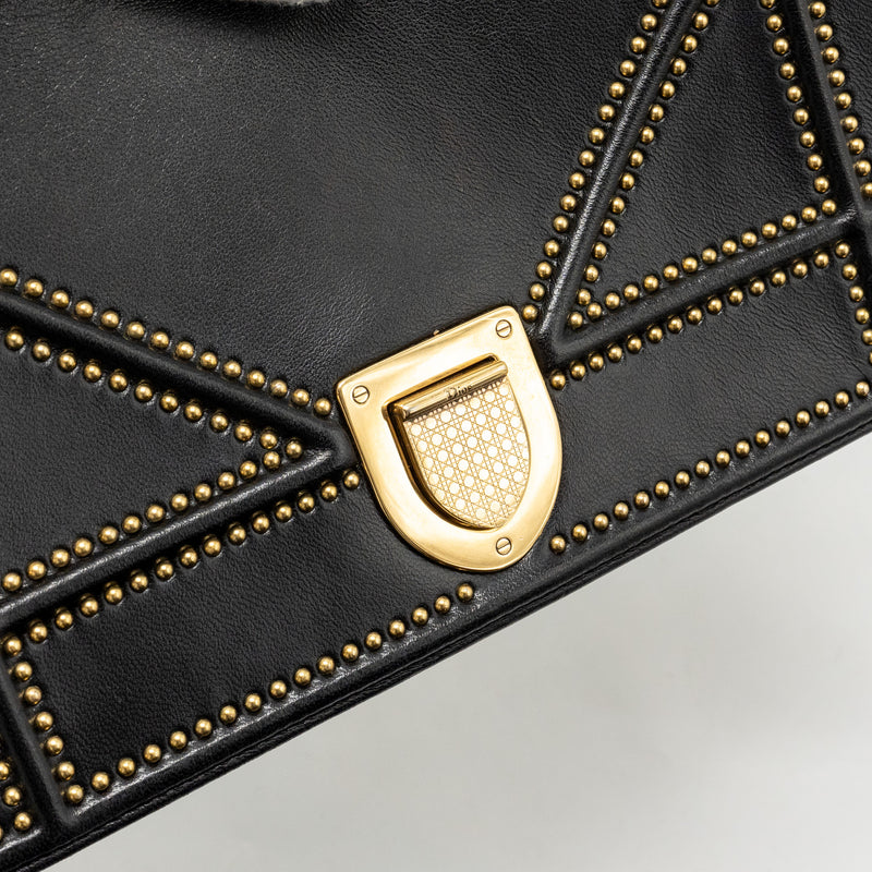 Dior Medium Studded Diorama Lambskin Black GHW
