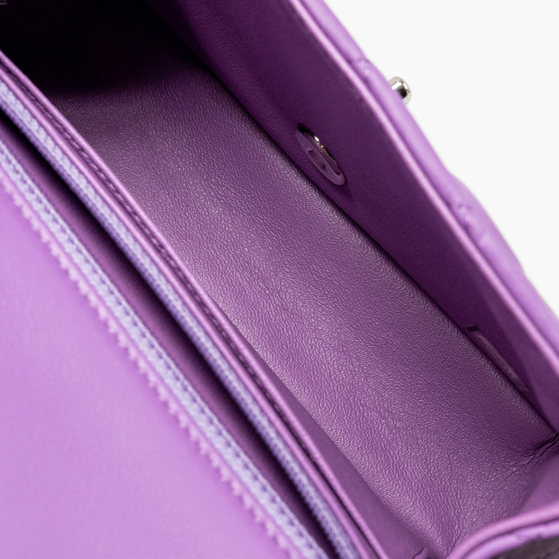 Chanel Mini Rectangular Flap Bag Lambskin Purple SHW