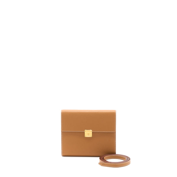 Hermes Clic 16 Wallet Epsom Gold GHW Stamp U