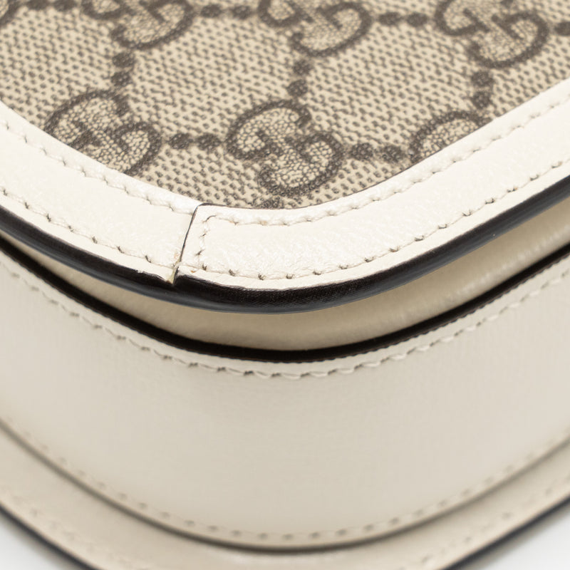 GUCCI Horsebit 1955 Shoulder Bag GG Supreme Canvas/Leather Beige/White GHW
