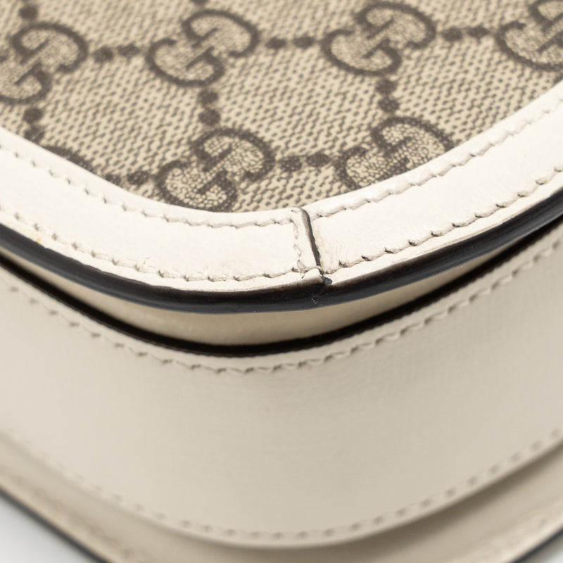 GUCCI Horsebit 1955 Shoulder Bag GG Supreme Canvas/Leather Beige/White GHW