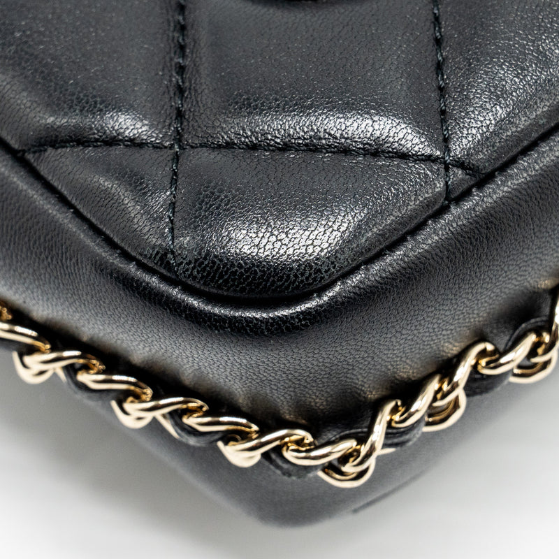 Chanel Pearl Chain Quilted Flap Bag Lambskin Black GHW