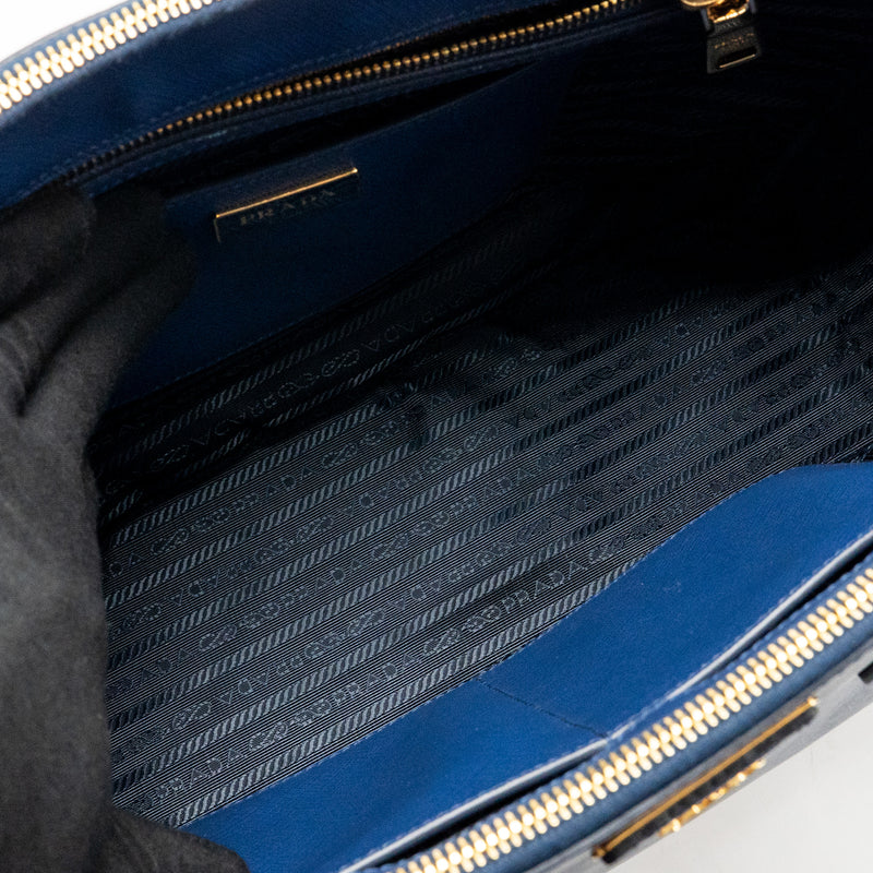 Prada Large Saffiano Tote Bag Galleria Saffiano Leather Bluette GHW
