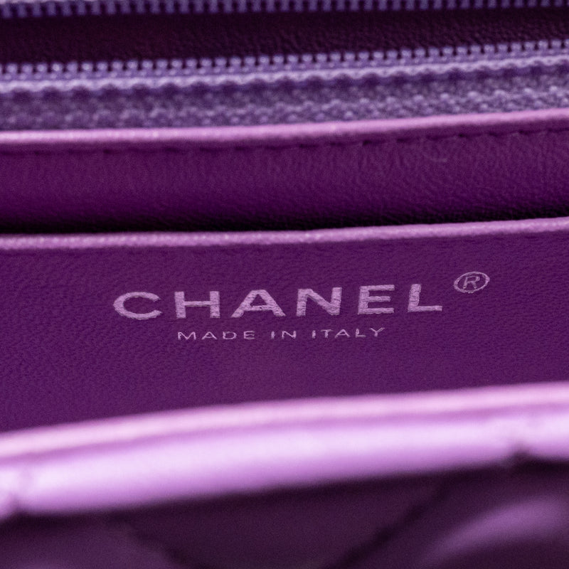 Chanel Mini Rectangular Flap Bag Lambskin Purple SHW