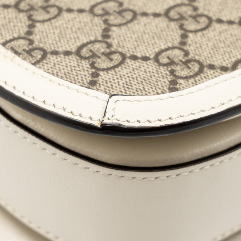 GUCCI Horsebit 1955 Shoulder Bag GG Supreme Canvas/Leather Beige/White GHW