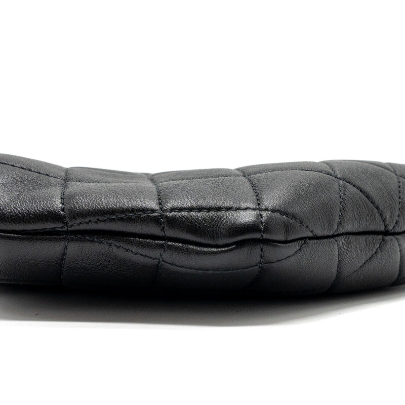Chanel pearl round handle evening clutch lambskin black GHW (microchip)