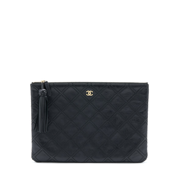 Chanel Quilted Pouch with Tassel Black LGHW