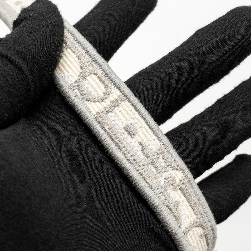 Dior Medium Saddle Bag Dior Oblique Embroidery Light Grey GHW