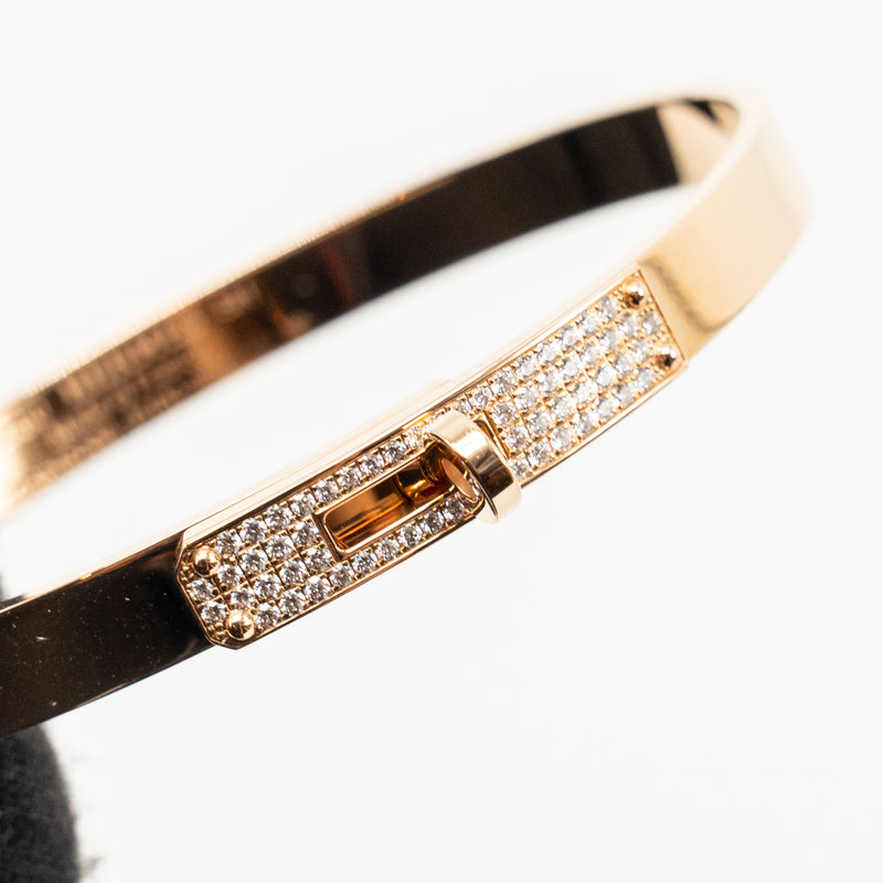 Hermes Size SH Kelly Bracelet Small Model, Rose Gold, Diamonds
