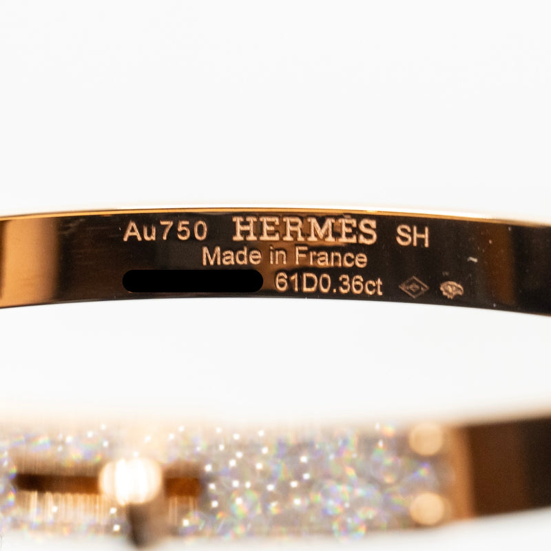 Hermes Size SH Kelly Bracelet Small Model, Rose Gold, Diamonds
