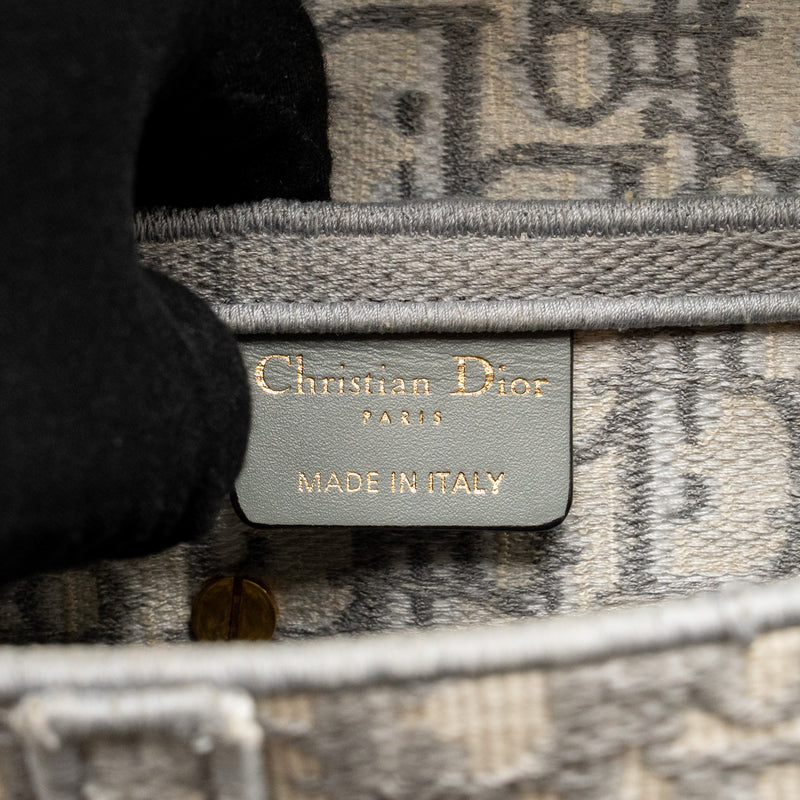 Dior Medium Saddle Bag Dior Oblique Embroidery Light Grey GHW