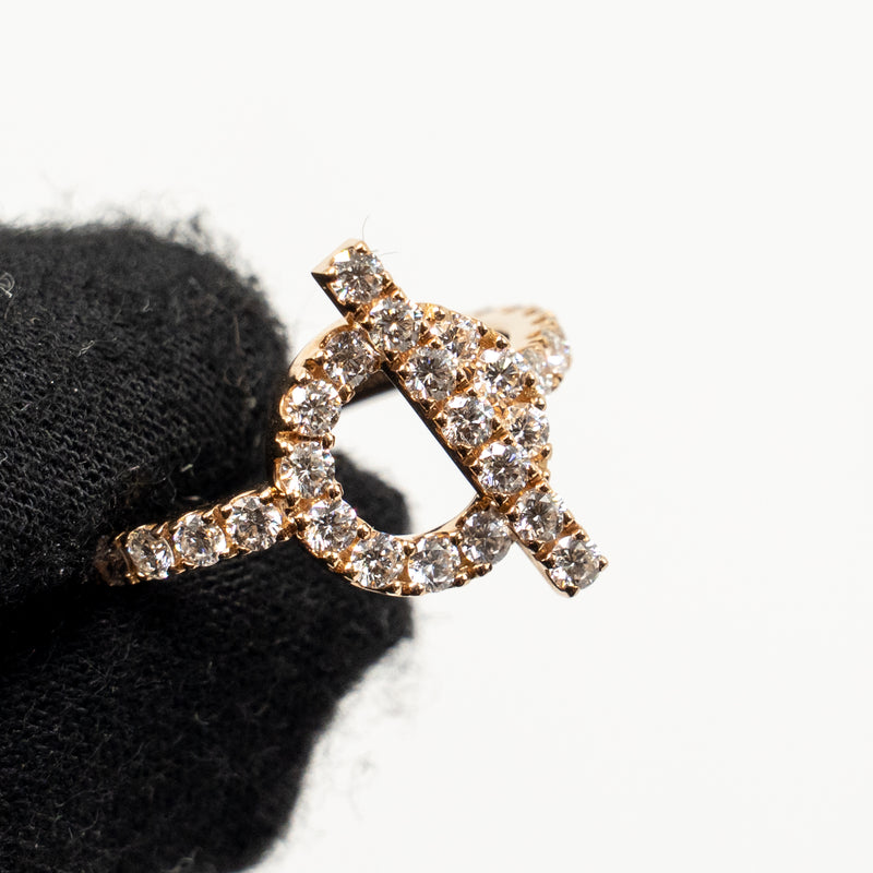 Hermes Size 50 Finesse Ring Rose Gold / Diamonds