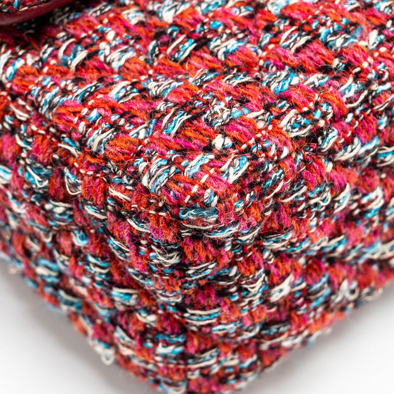 Chanel Mini Rectangular Flap Bag Tweed Multicolour Ruthenium Hardware(Microchip)
