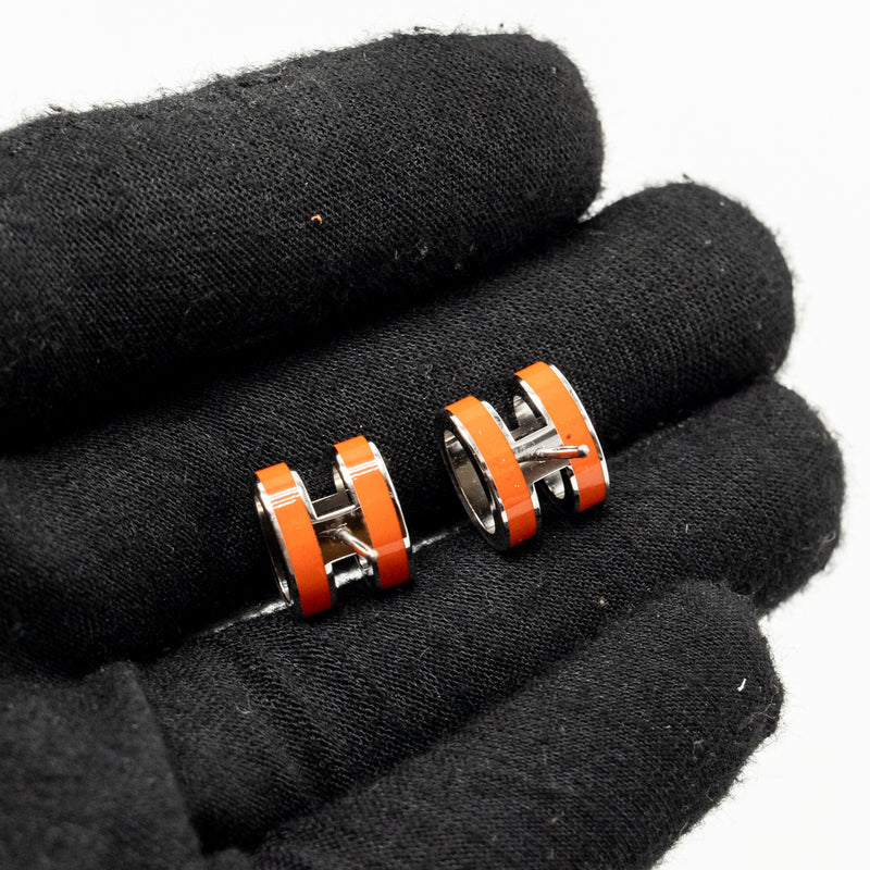 Hermes Pop H Earrings Orange SHW