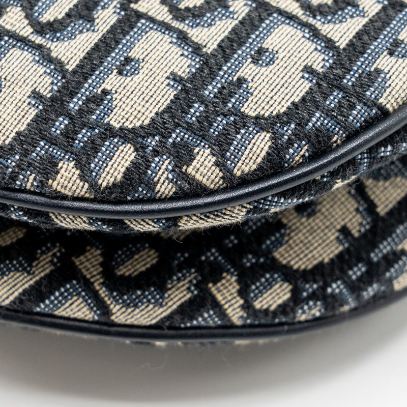 Dior Medium Saddle Bag Blue Oblique Canvas/Calfskin GHW
