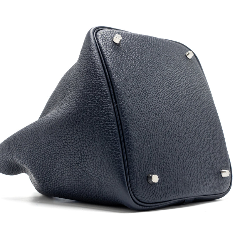 Hermes picotin 22 lock bag clemence/ swift blue nuit / blue France SHW stamp Z