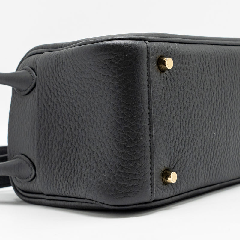 Hermes MINI Lindy II Clemence Black GHW Stamp W
