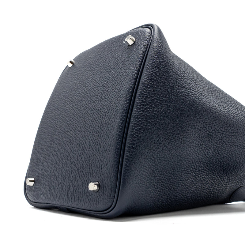 Hermes picotin 22 lock bag clemence/ swift blue nuit / blue France SHW stamp Z