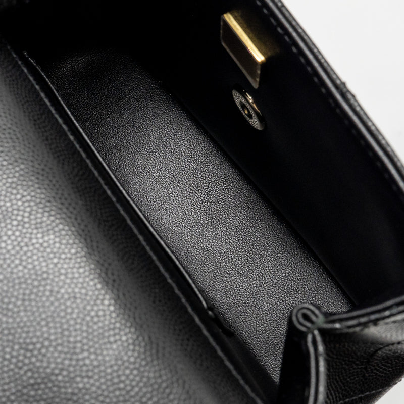 Chanel 25S Mini Coco Crush Handle Bag Caviar Black LGHW (Microchip)